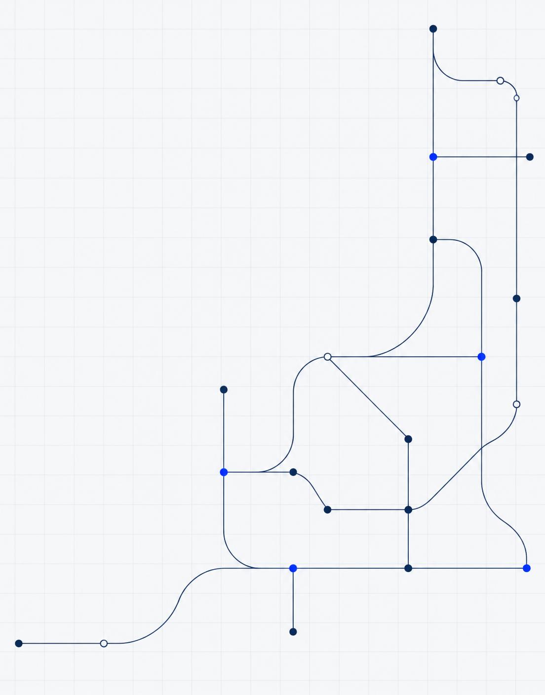 Abstract schematic of a power-grid topology: thin navy lines linking nodes on a light engineering grid.